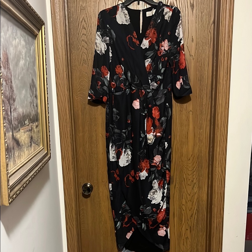 Amanda Uprichard Floral Black and Red Women's Dress